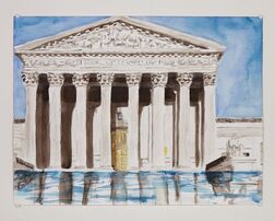 Imageo of watercolor painting depicition of the outside Supreme Court buildingPicture
